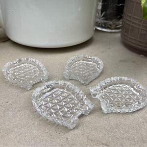 Vintage | MCM mini personal ashtrays set pressed glass party ash trays MCM